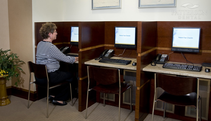 Kiosks with Patterson EagleSoft's Fast CheckIn program enable patients to fill out required forms and information electronically.