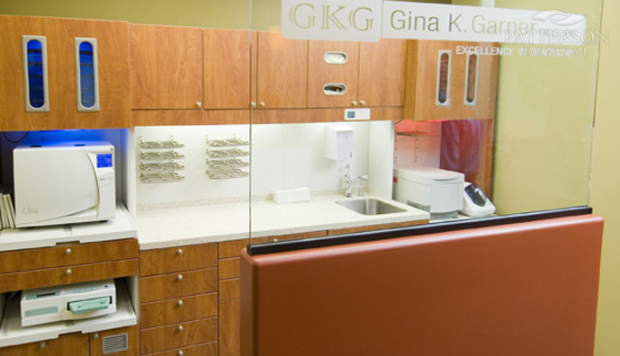 Dr. Garner's state-of-the-art A-dec ICC sterilization center ensures cleaniness and safety.